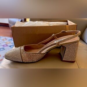 Steve Madden Gold Embellished Slingback Heels